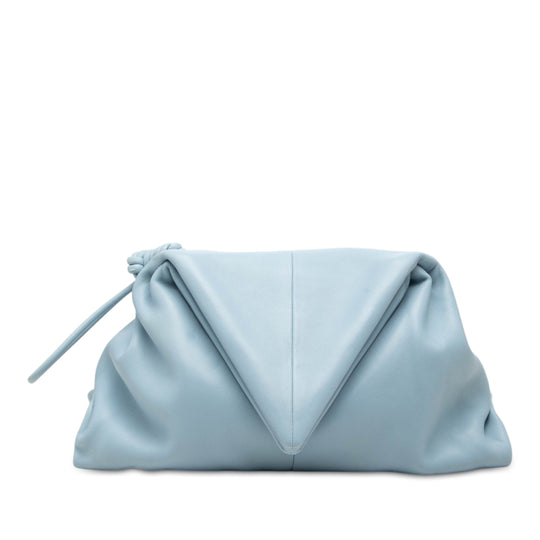Bottega Veneta Trine Angular Clutch Blue Calfskin