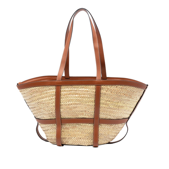 Celine Classic Panier Tote Medium Beige Raffia Calfskin