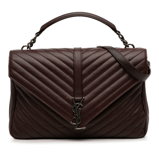 Saint Laurent College Satchel Large Red Sheepskin Leather