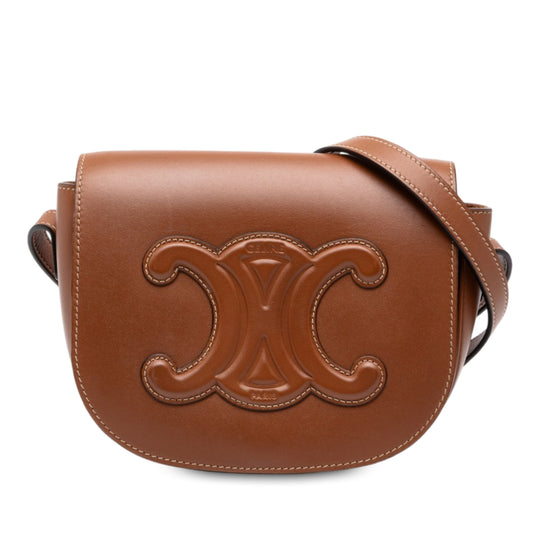 Celine Triomphe Folco Medium Brown Calfskin