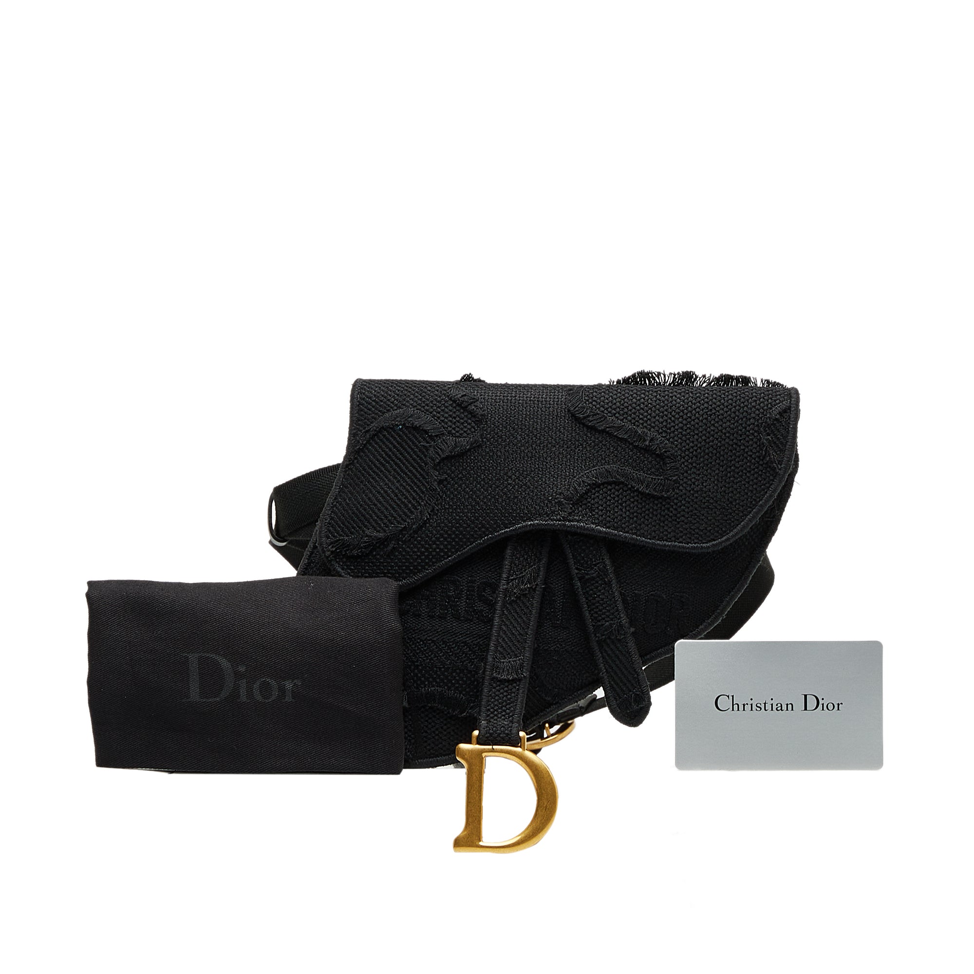 Dior Saddle Belt Bag Black Camouflage Embroidered Canvas
