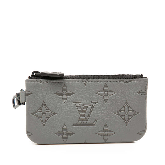 Louis Vuitton Monogram Shadow Coin Pouch Grey Calfskin