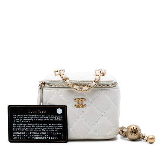 Chanel Pearl Crush Vanity Case Mini White Lambskin