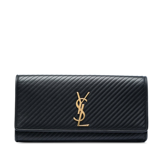 Saint Laurent Monogram Cassandre Clutch Black Quilted Calfskin
