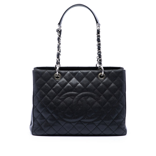 Chanel Grand Shopping Tote Black Caviar Silver