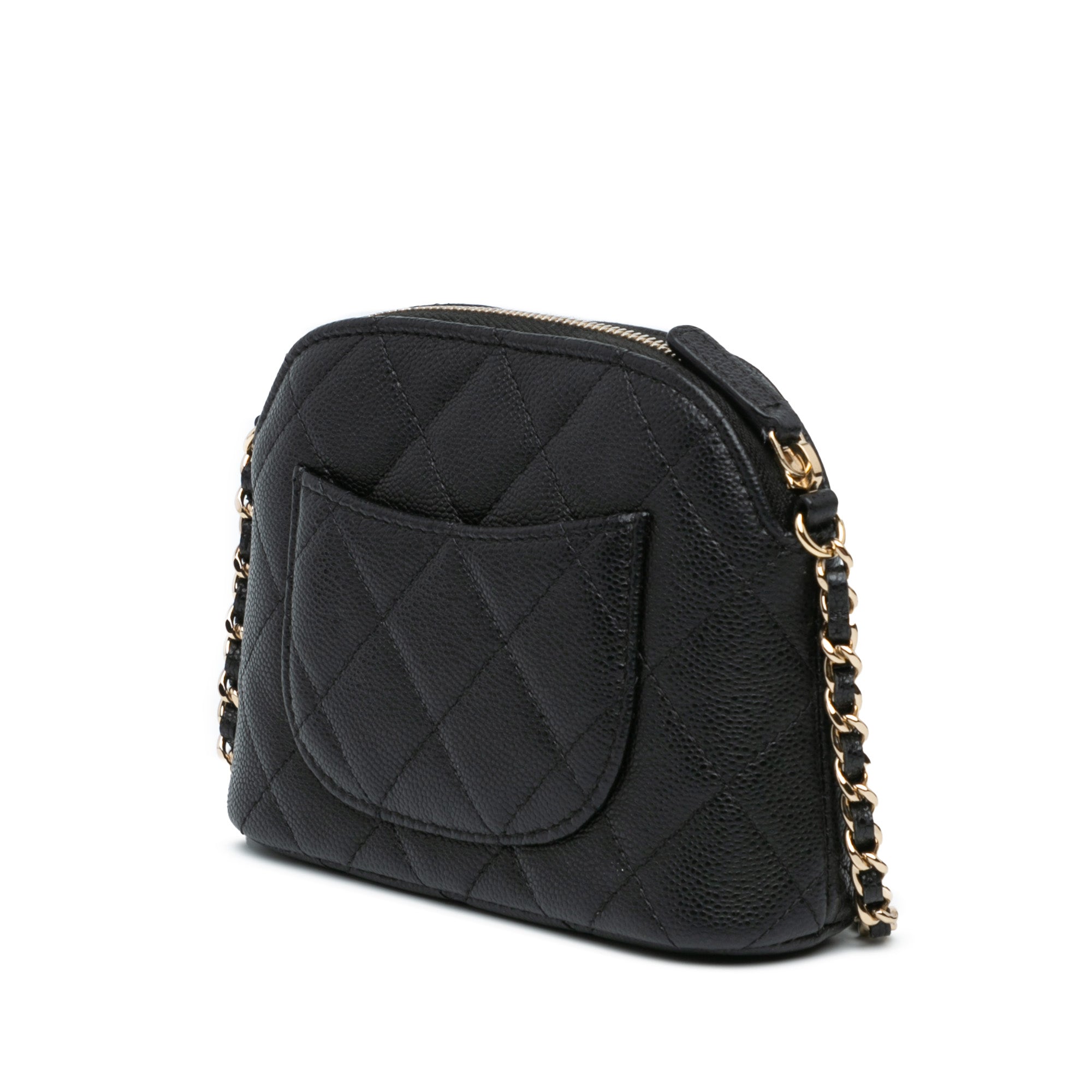 Chanel Clutch On Chain Black CC Quilted Caviar Gold