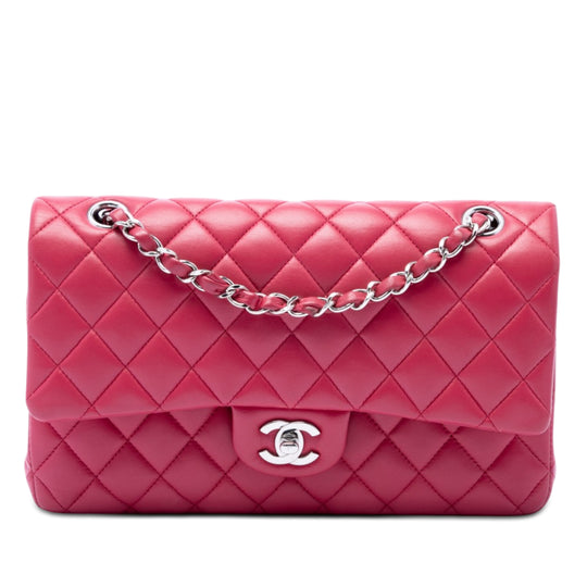 Chanel Classic Double Flap Medium Pink Lambskin Silver