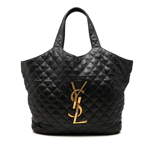 Saint Laurent Icare Shopping Tote Maxi Black Quilted Lambskin