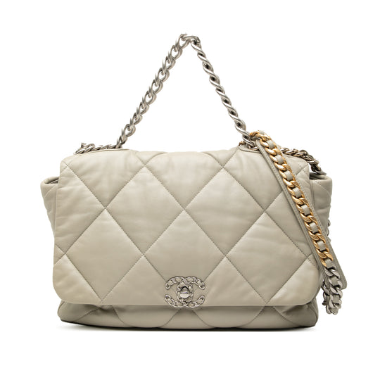 Chanel 19 Flap Maxi Grey Lambskin Gold