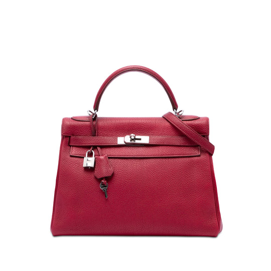 Hermès Kelly II Retourne 32 Red Togo Palladium