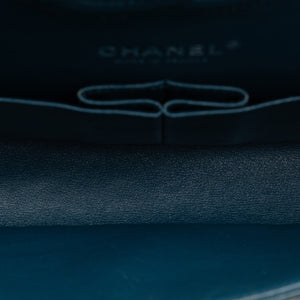 Chanel Classic Double Flap Medium Blue Caviar Silver