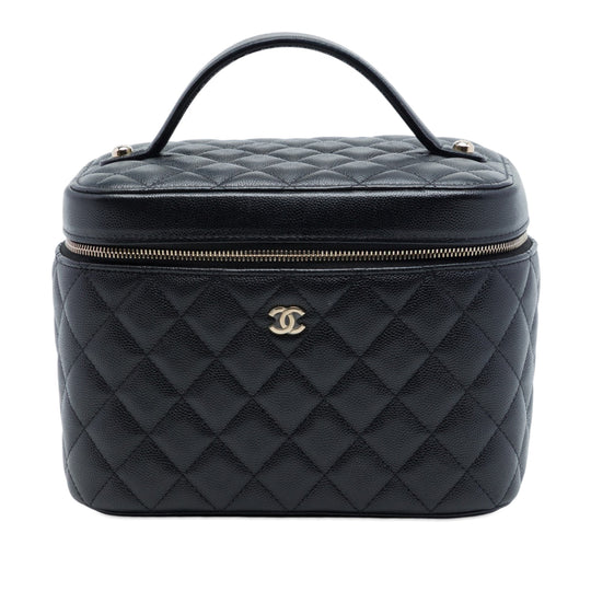 Chanel CC Quilted Vanity Case Medium Black Caviar
