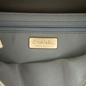 Chanel Medallion Flap Clutch Chevron Grey Calfskin Gold