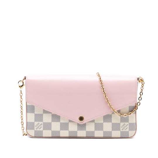 Louis Vuitton Felicie Clutch in Pink Damier Azur Canvas