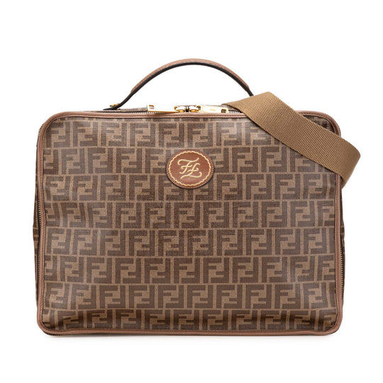 Fendi Zucca Karligraphy Brown Coated Canvas Calfskin