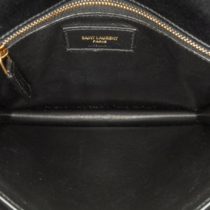 Yves Saint Laurent Cassandra Clasp Bag Black Suede and Calfskin