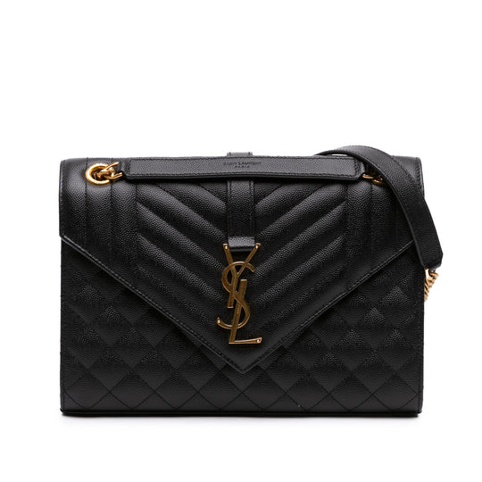 Saint Laurent Envelope Medium Black Grained Calfskin