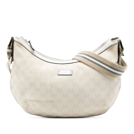 Gucci Crossbody Bag Beige GG Canvas Web Calfskin