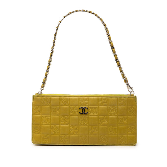 Chanel Precious Symbols Pochette Yellow Lambskin Silver