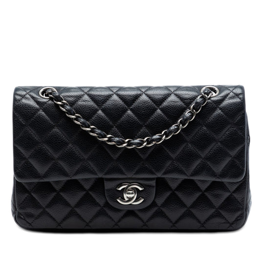 Chanel Classic Double Flap Medium Black Caviar Silver