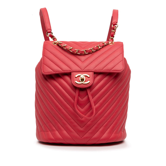 Chanel Urban Spirit Small Red Chevron Calfskin Gold