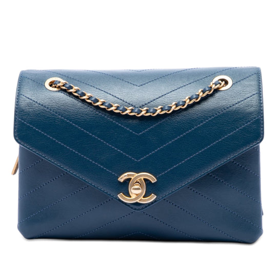 Chanel Envelope Flap Small Blue Lambskin