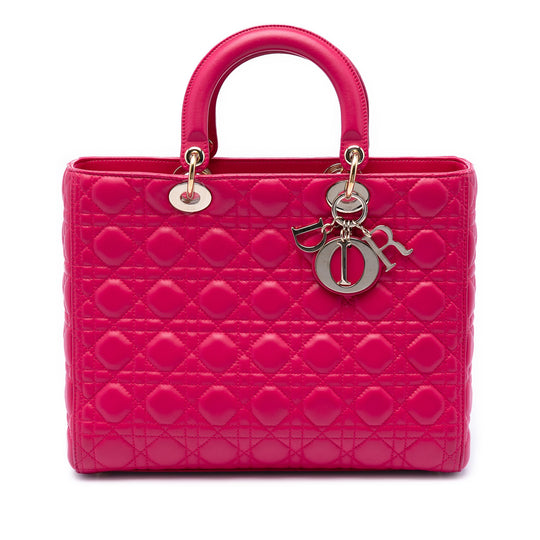 Dior Lady Dior Large Pink Lambskin Gold