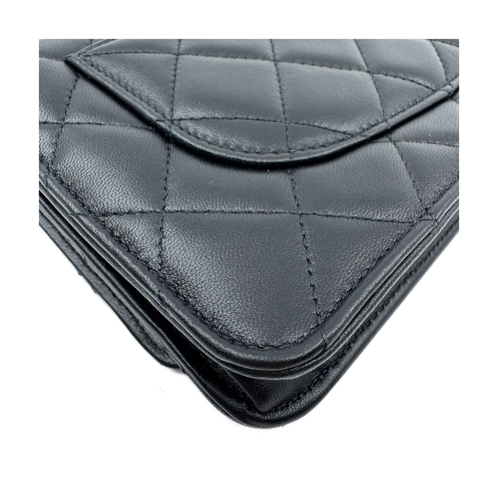 Chanel WOC Black Lambskin Silver