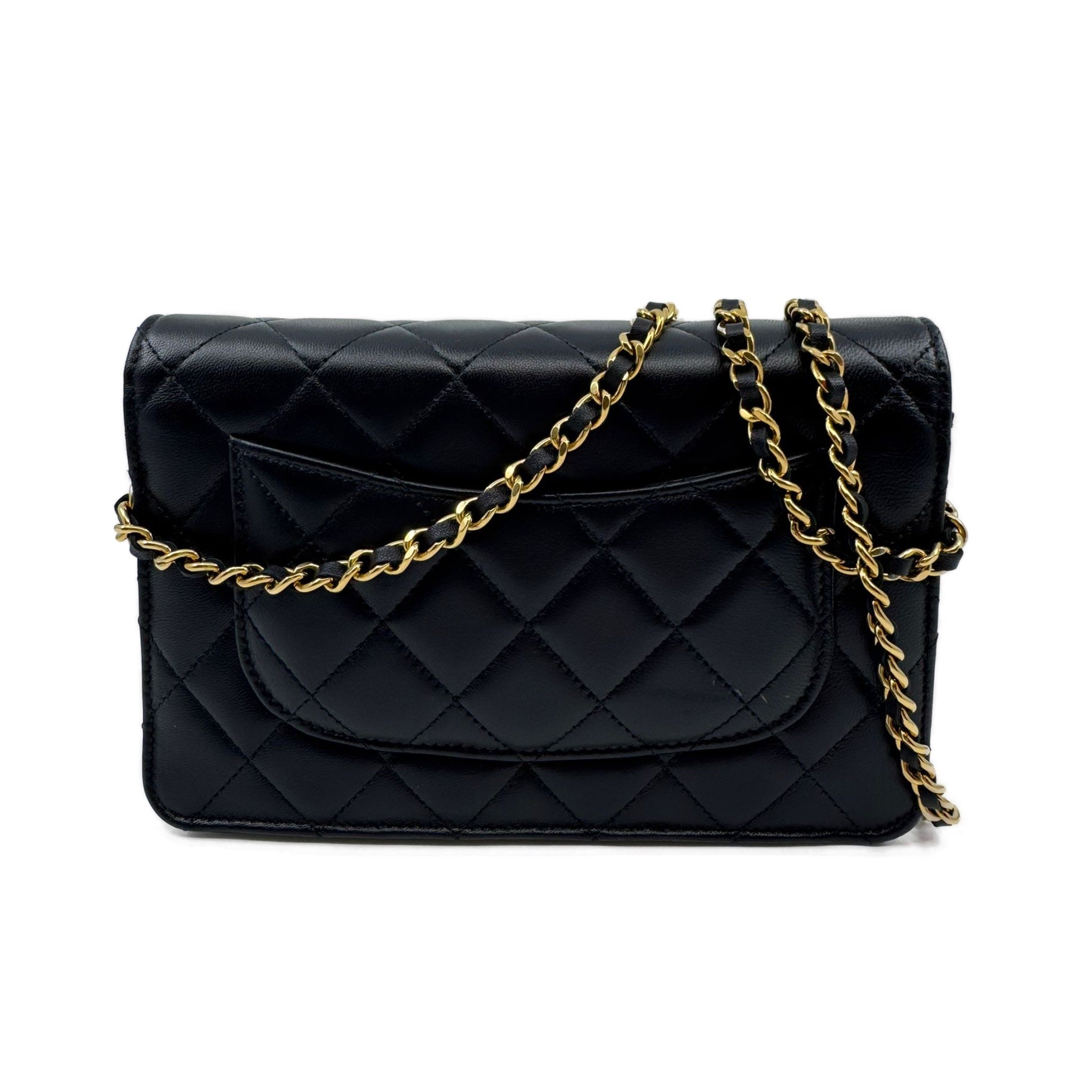 Chanel WOC Black Lambskin Silver