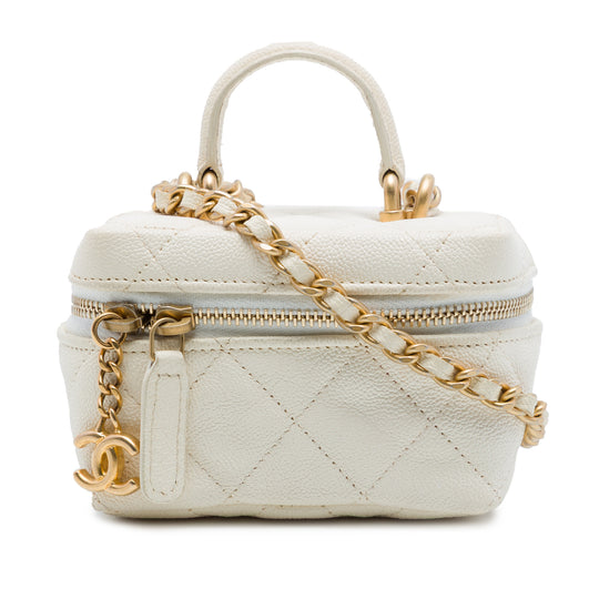 Chanel Vanity Case Mini White Caviar