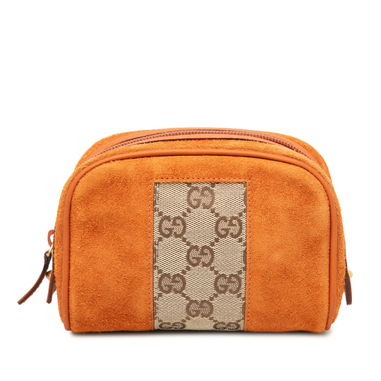 Gucci GG Canvas Trimmed Pouch Orange Suede