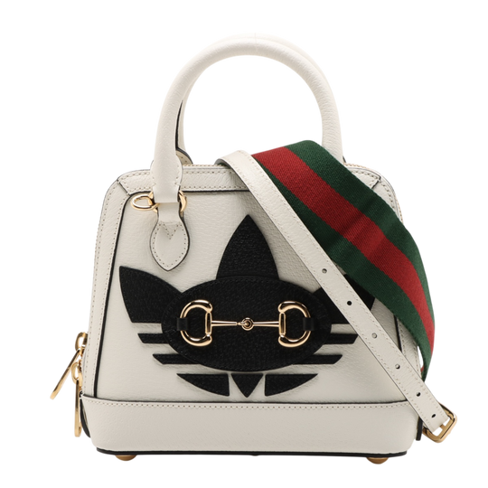 Gucci x Adidas Horsebit 1955 Top Handle Bag White Leather