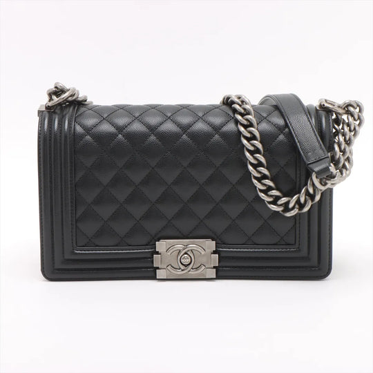 Chanel Boy Chanel 25 Black Caviar Ruthenium