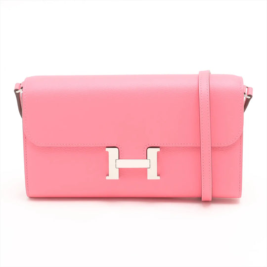 Hermès Constance Long To Go Rose Azalee Evercolor Palladium