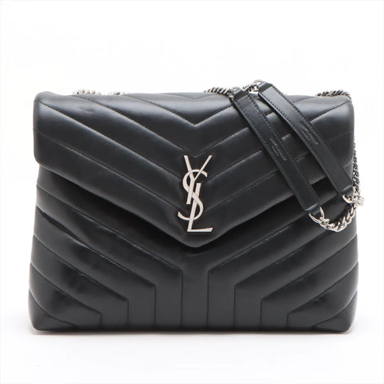 Saint Laurent Paris LouLou Medium Black Leather Silver