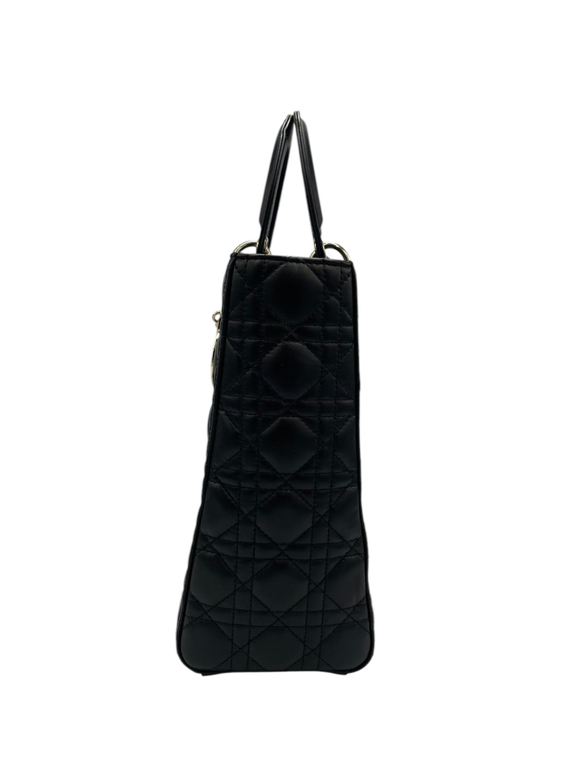 Dior Lady Dior Large Black Cannage Lambskin Gold