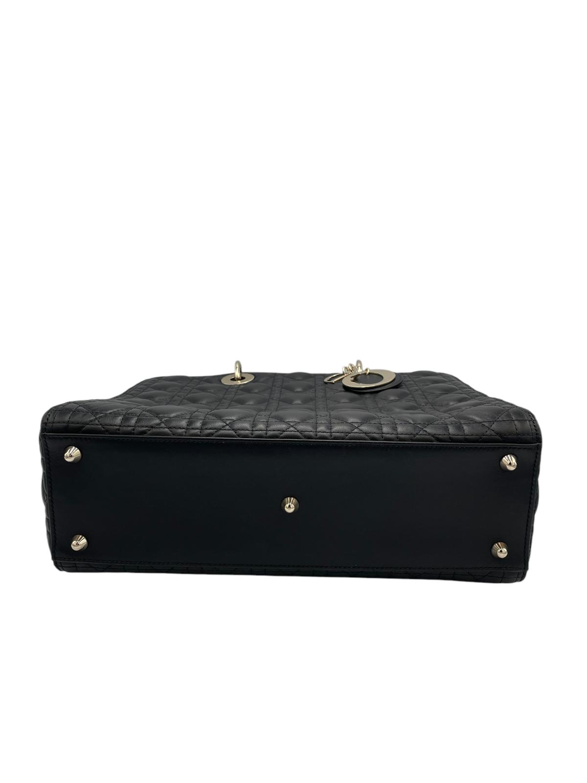 Dior Lady Dior Large Black Cannage Lambskin Gold