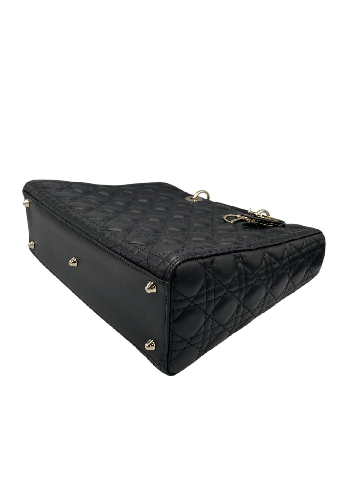 Dior Lady Dior Large Black Cannage Lambskin Gold