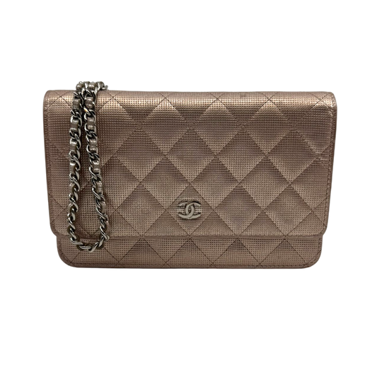 Chanel Wallet on Chain (WOC) Rosé Metallic Mesh Effect