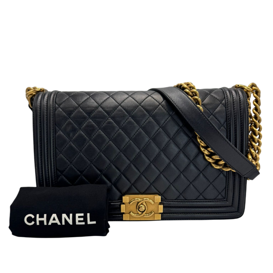 Chanel Boy Flap Medium Black Lambskin Gold