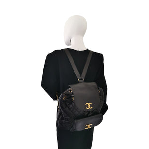 Chanel Black Glazed Leather Mini Duma Backpack GHW