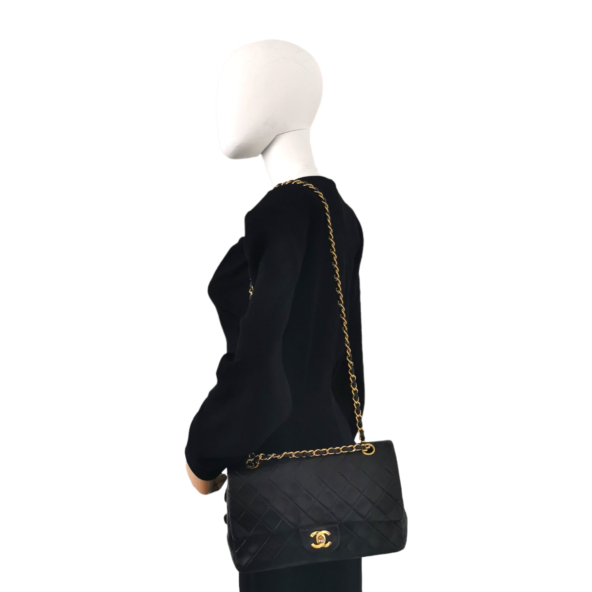 Chanel Black Quilted Lambskin Medium Classic Double Flap Gold Hardware,  1994-1996 Available For Immediate Sale At Sotheby's