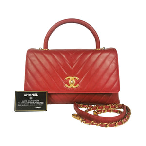 CHANEL MEDIUM LIZARD-TRIM COCO HANDLE CAVIAR QUILTED RED FLAP BAG  (A1D008136),  in 2023