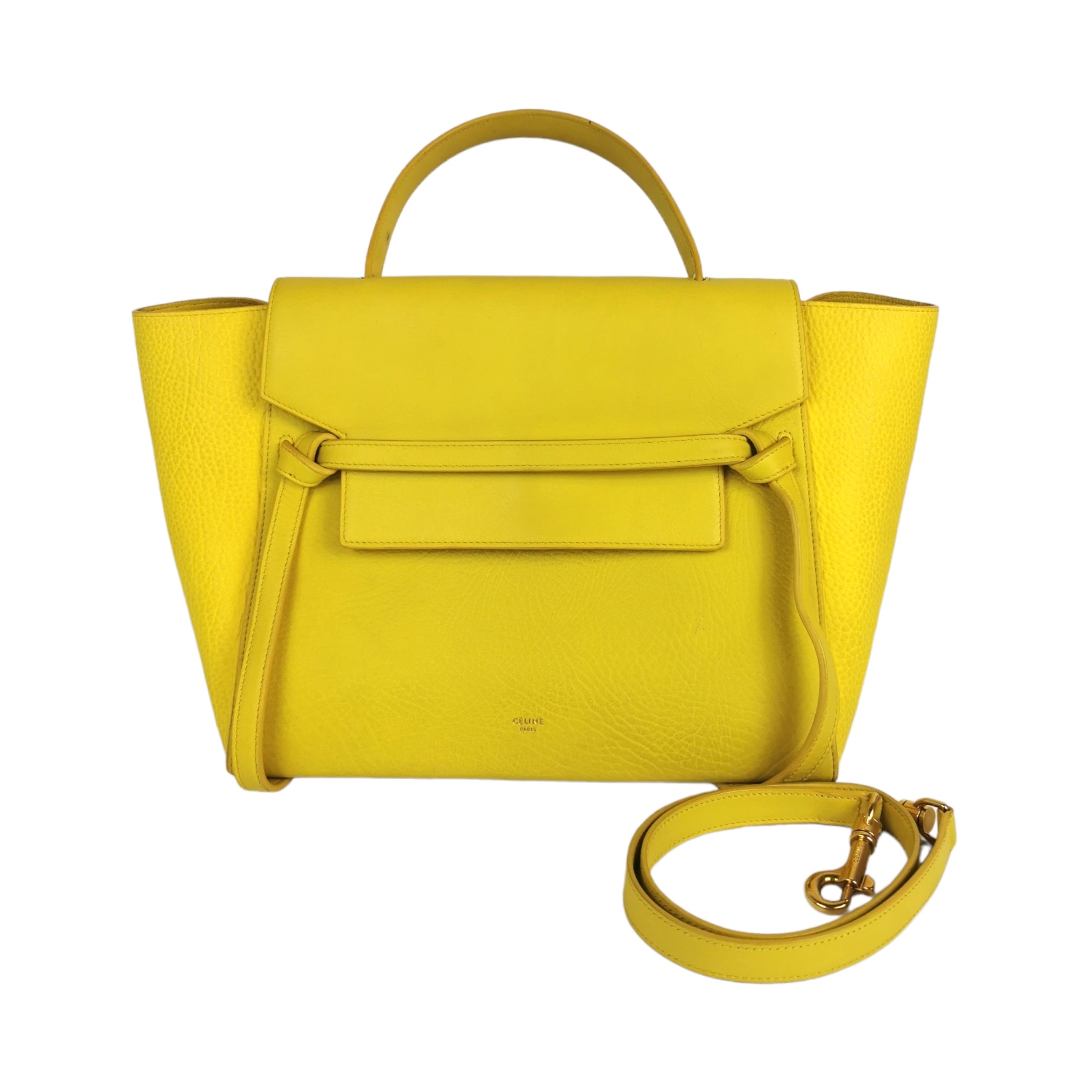 Yellow Leather small belt bag with strap
