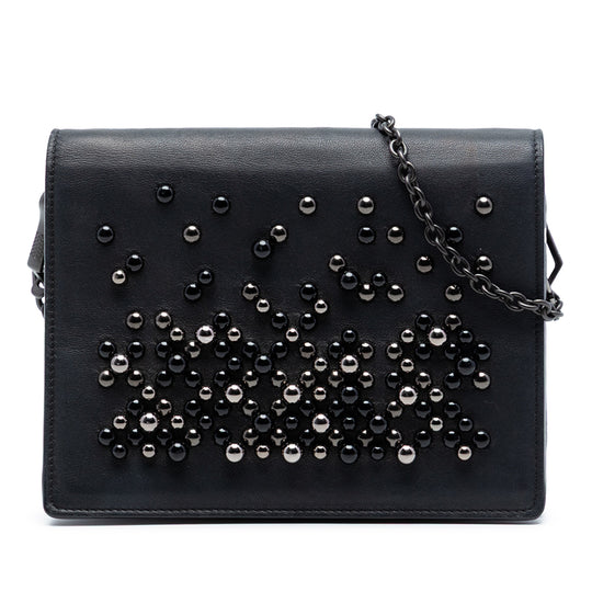 Bottega Veneta Studded Wallet on Chain Black Calfskin