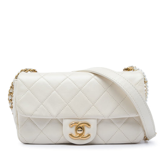 Chanel Classic Flap Mini White Quilted Calfskin Gold