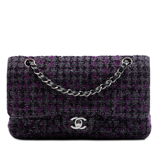 Chanel Classic Double Flap Medium Purple Tweed