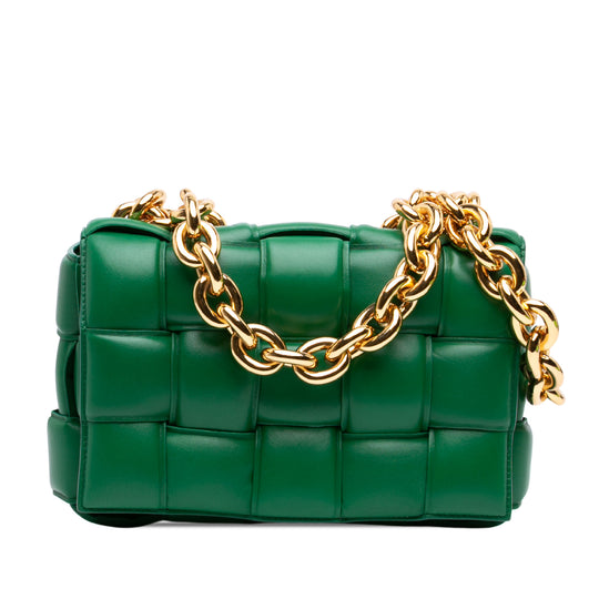 Bottega Veneta Padded Chain Cassette Green Nappa Leather