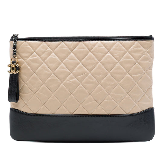 Chanel Gabrielle O Case Clutch Medium Black Quilted Calfskin