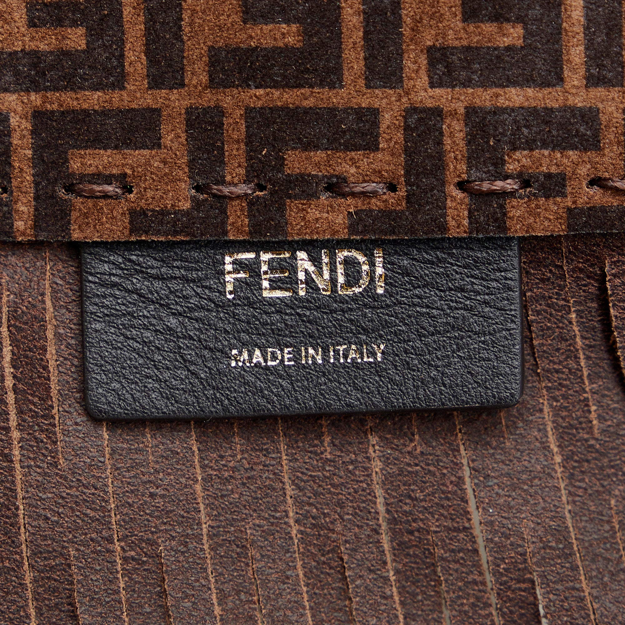 Fendi Sunny Tote Brown Zucca Suede Leather